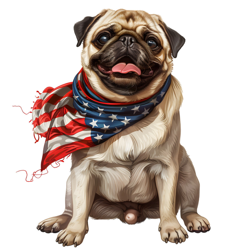 Dogs with American Flag Fabric Panel 19