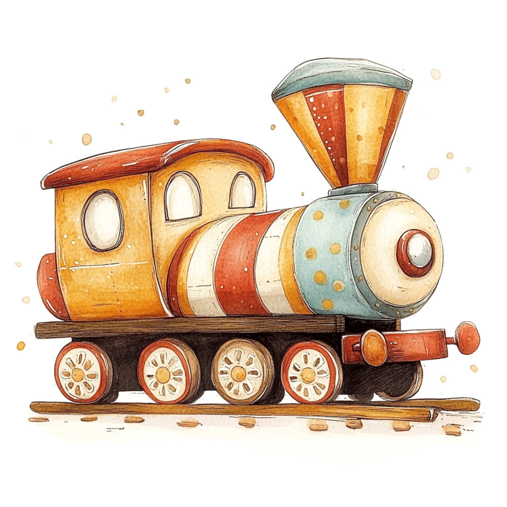 Cute Trains Fabric Panel 4