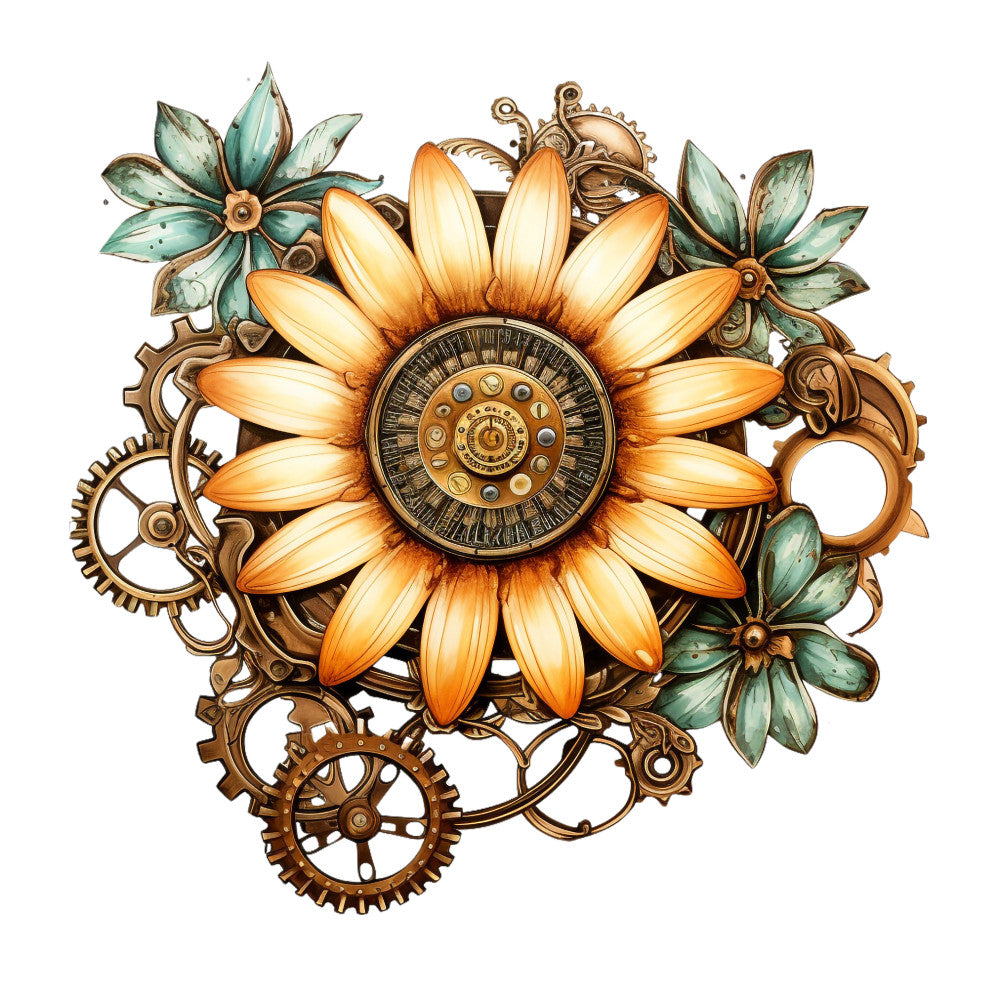 Floral Steampunk Fabric Panel 1