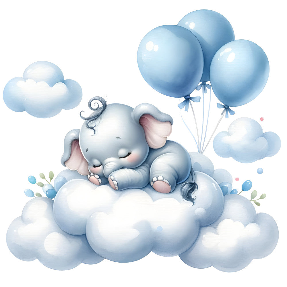 Baby Boy Elephant Fabric Panel 3