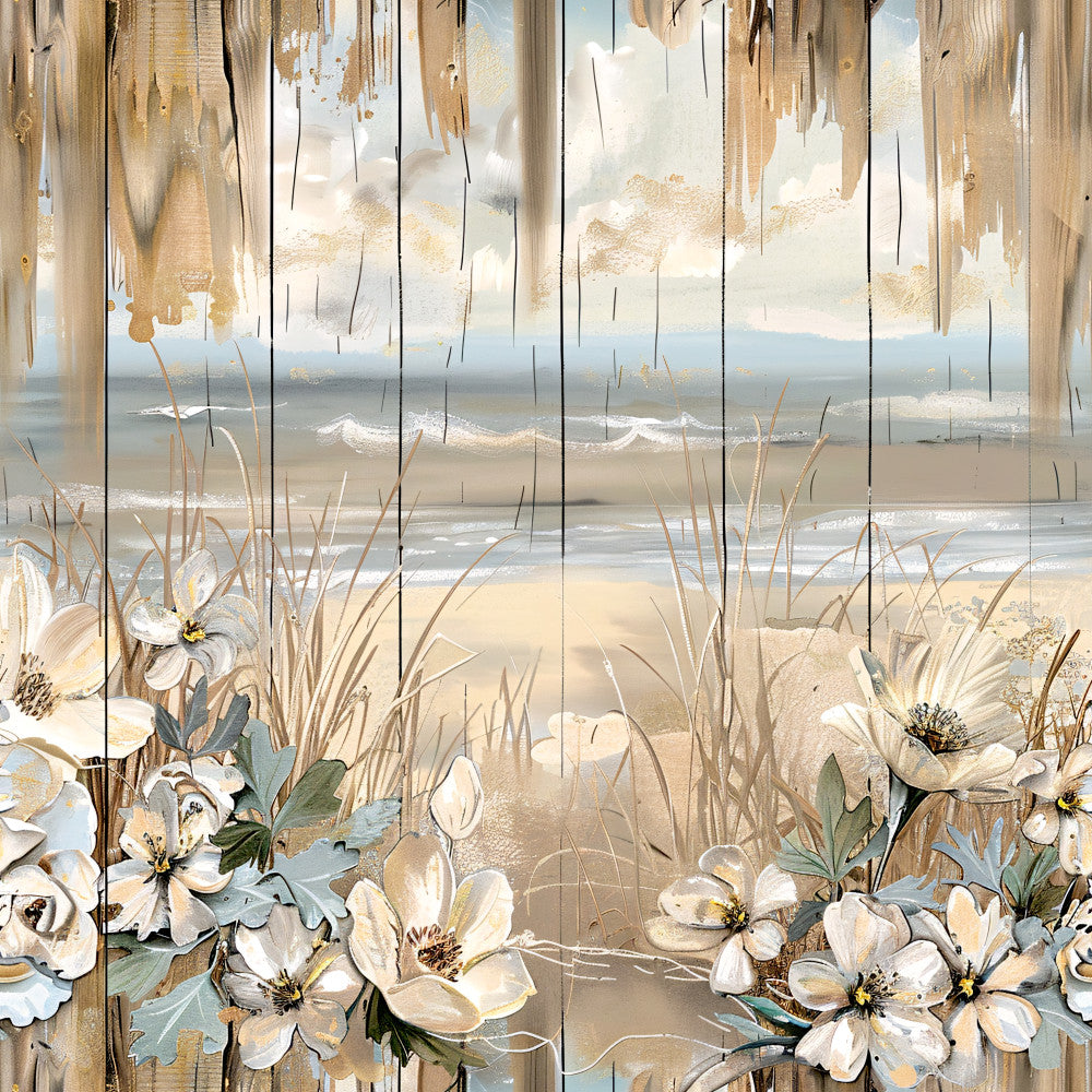 Floral Beach Scenes Fabric Panel 15