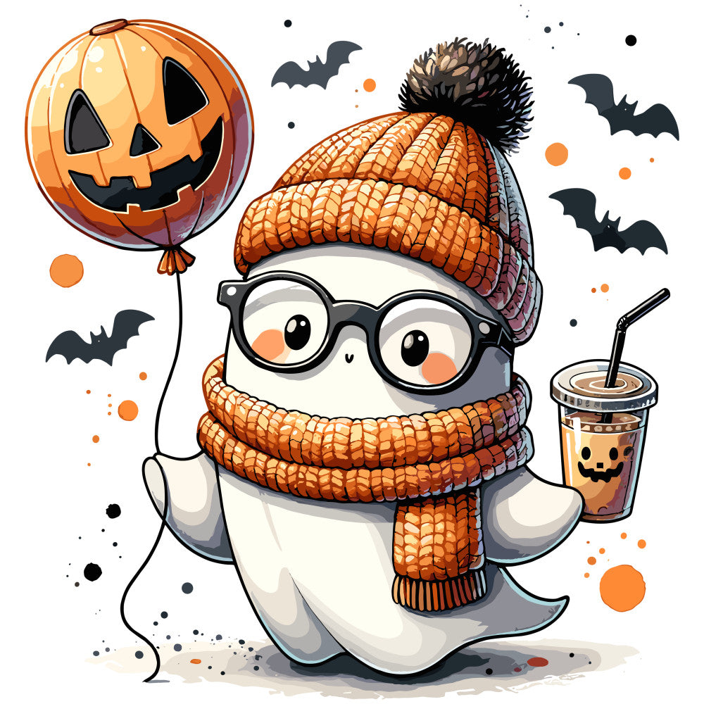 Ghost and Pumpkin Fabric Panel 2