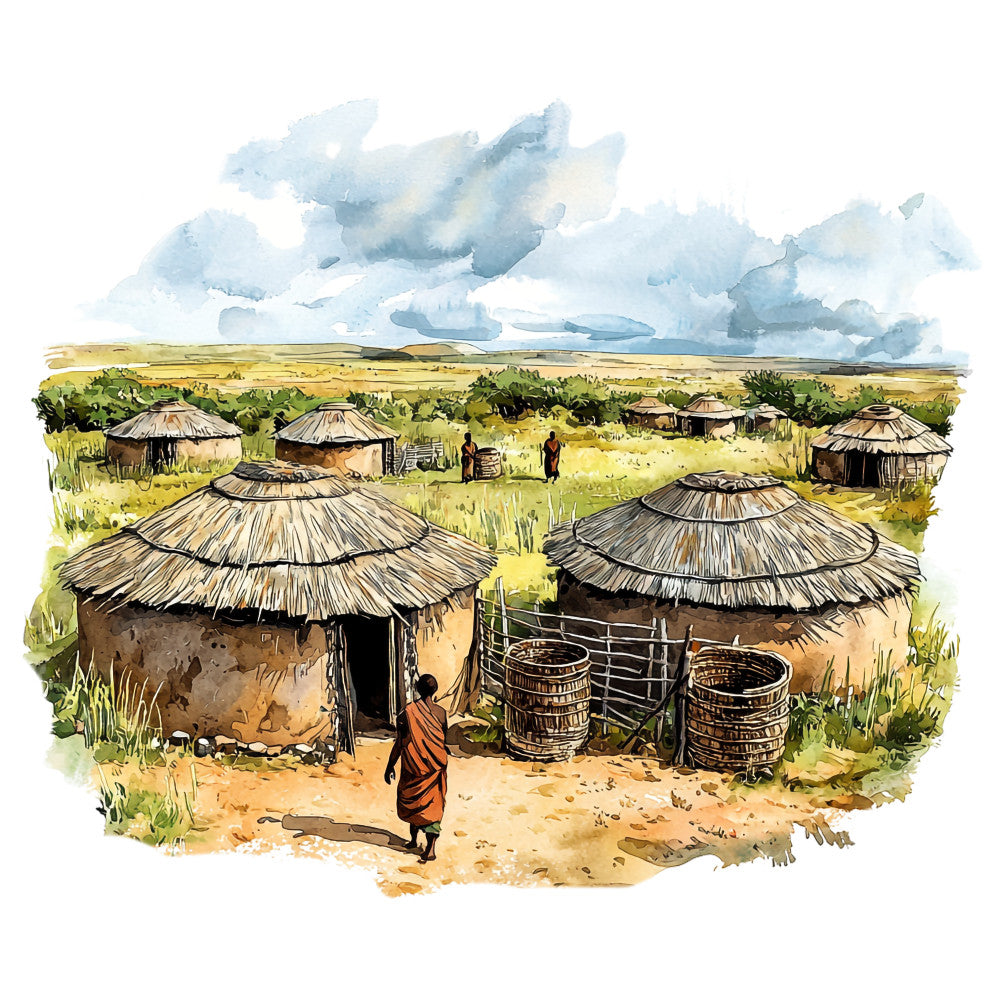 Watercolor Africa Fabric Panel 24