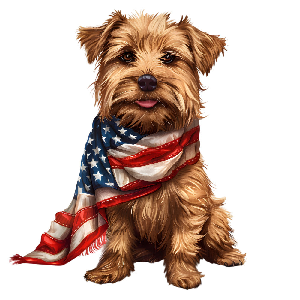 Dogs with American Flag Fabric Panel 14