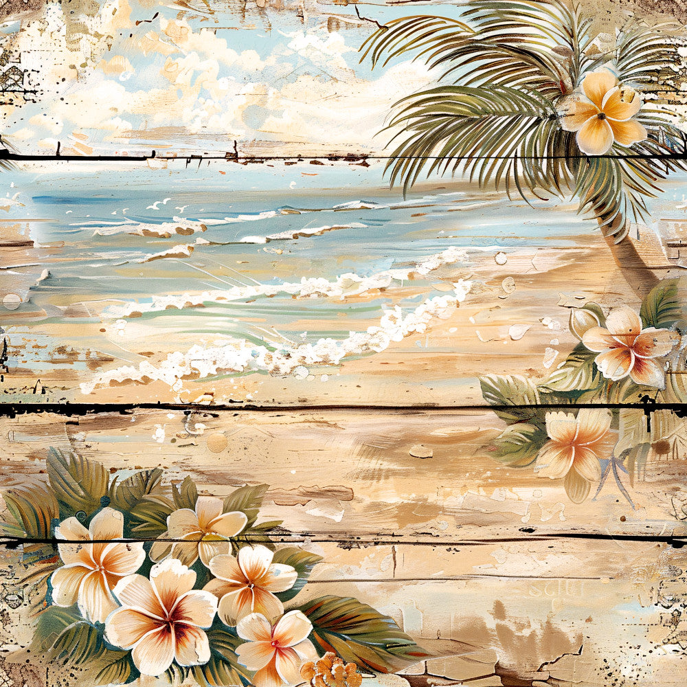 Tropical Beach Scenes Fabric Panel 11