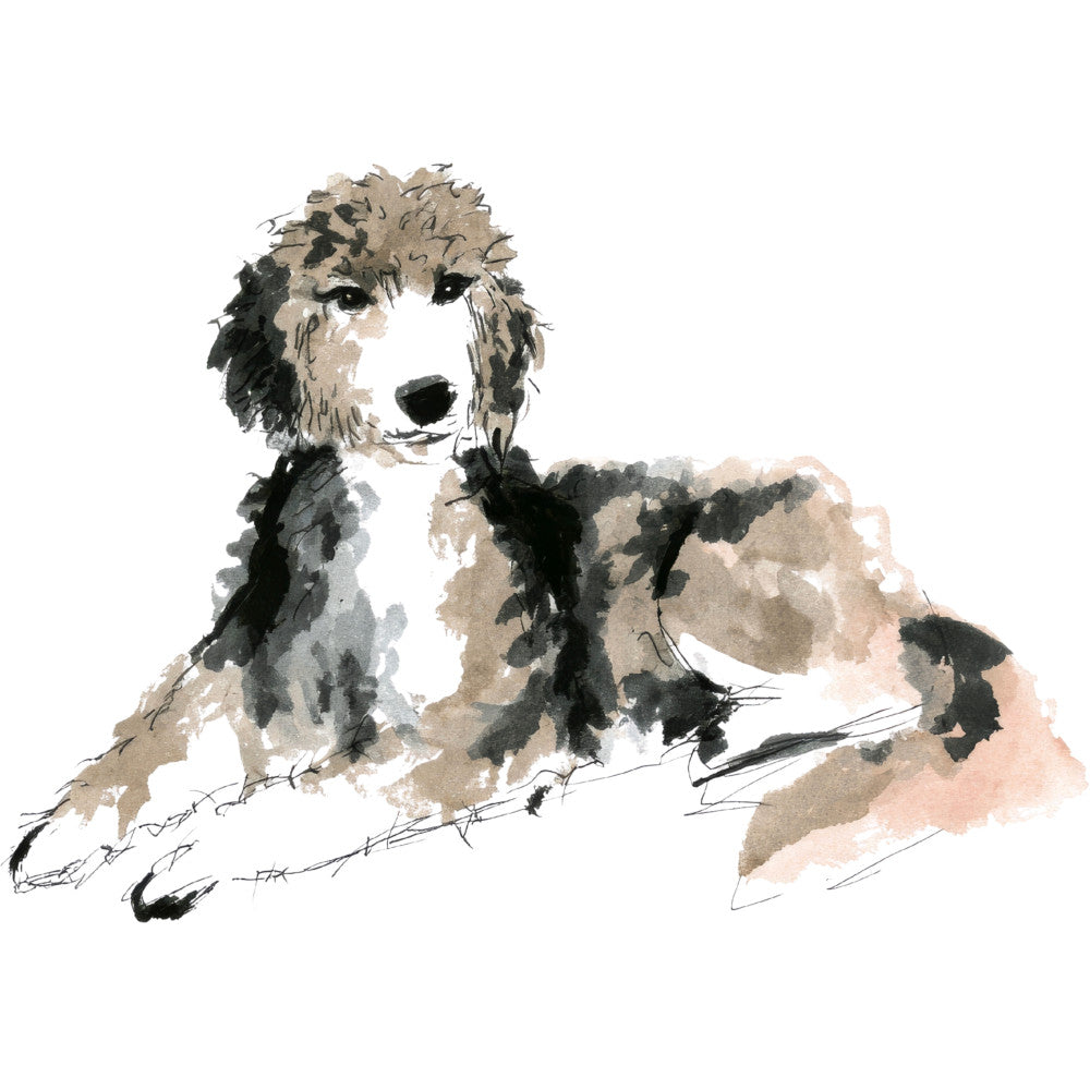 Handdrawn Doodle Dog Fabric Panel 43