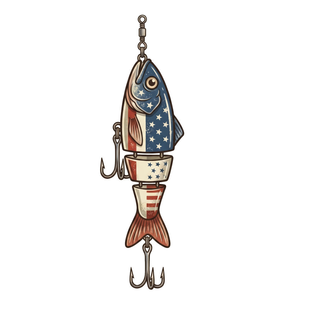 American Flag Fish Bait Fabric Panel 12 –