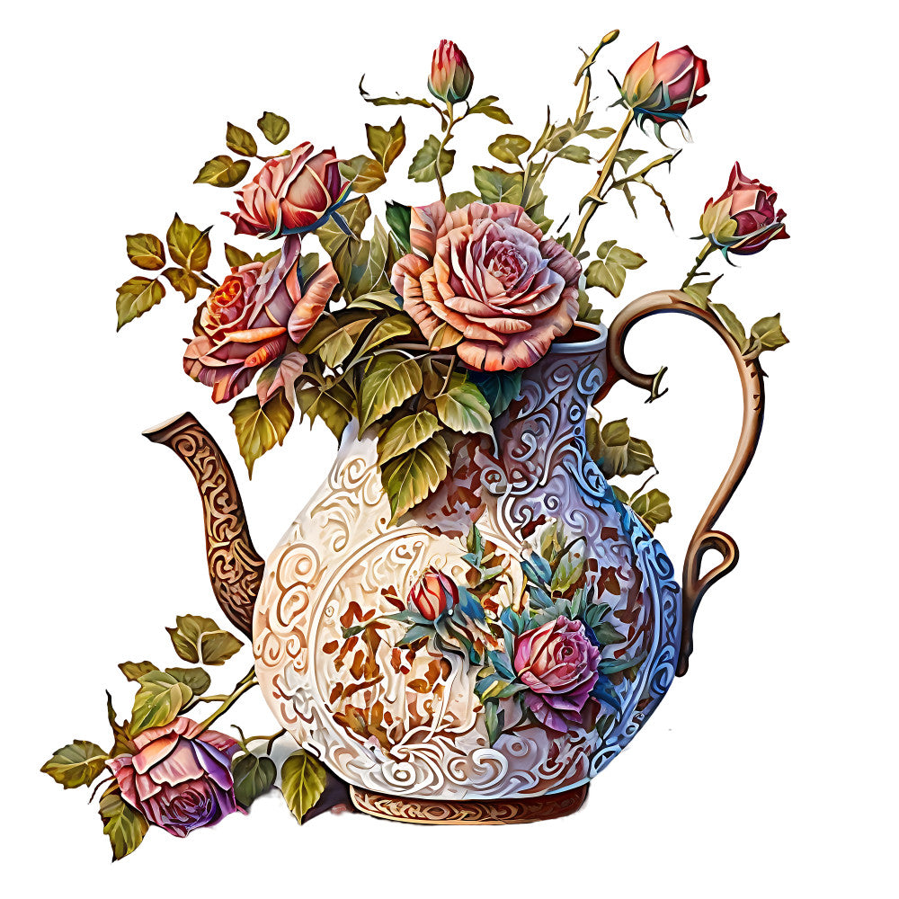 Watercolor Rose Vase Fabric Panel 3