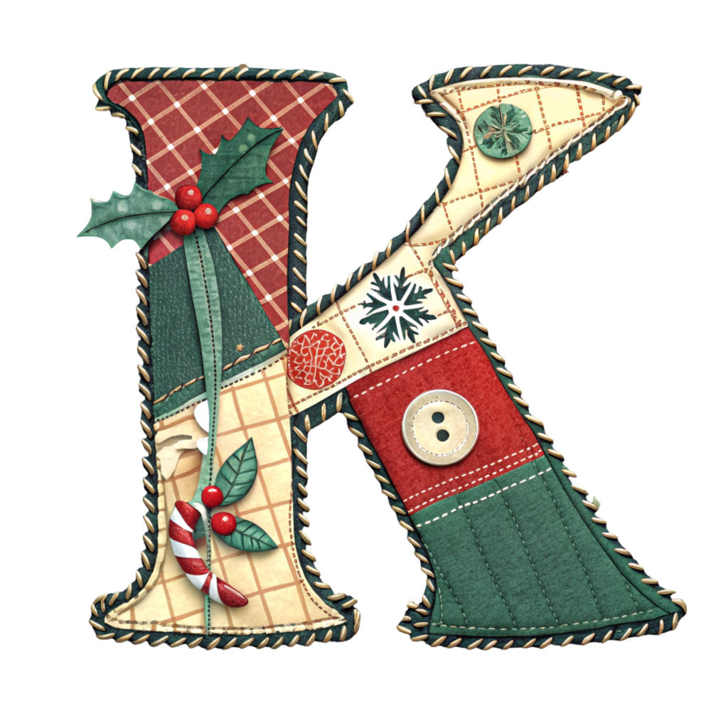 Christmas Patchwork Alphabet Fabric Panel 1
