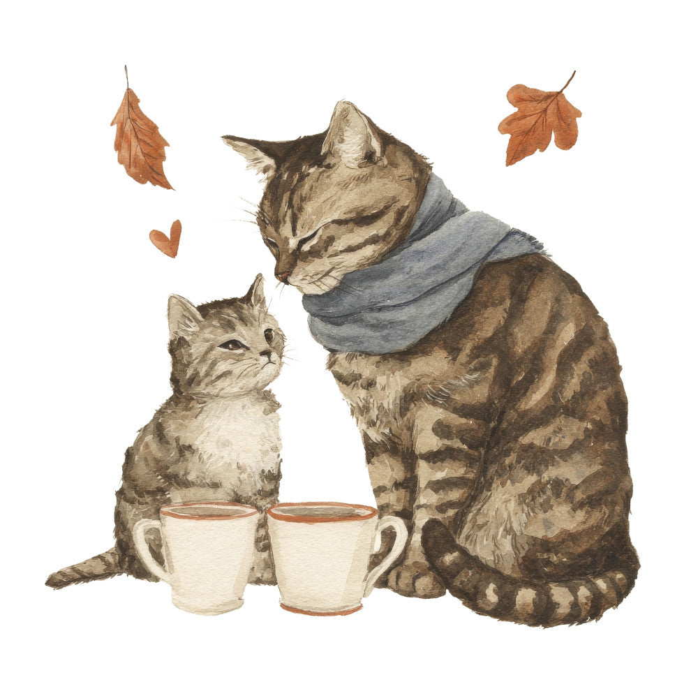 Cozy Autumn Cats Fabric Panel 14