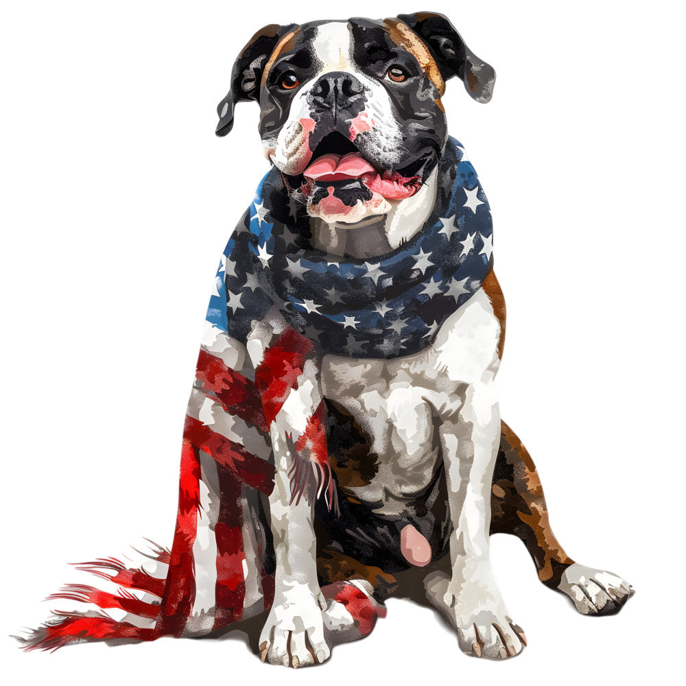 Dogs with American Flag Fabric Panel 9