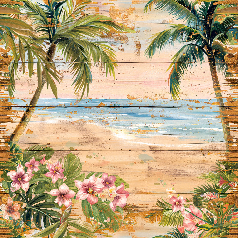 Tropical Beach Scenes Fabric Panel 14