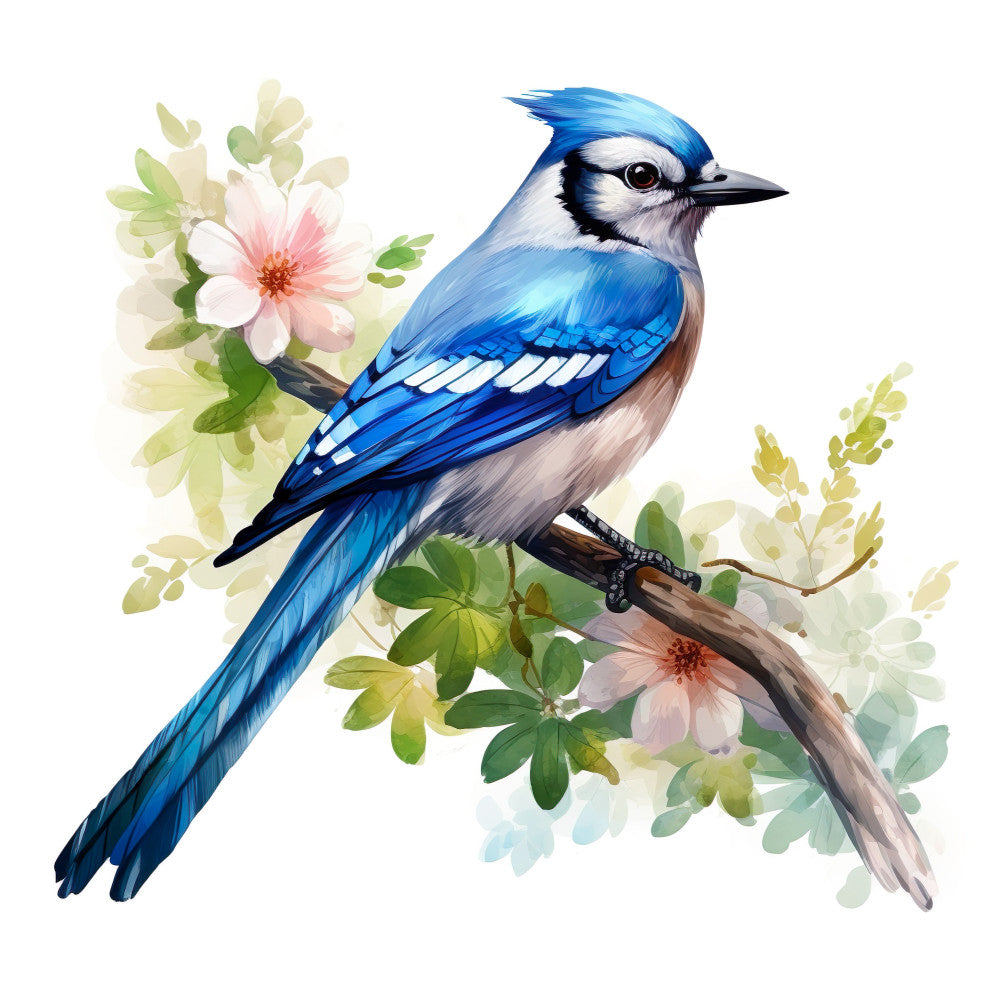 Blue Jay Bird Fabric Panel 7