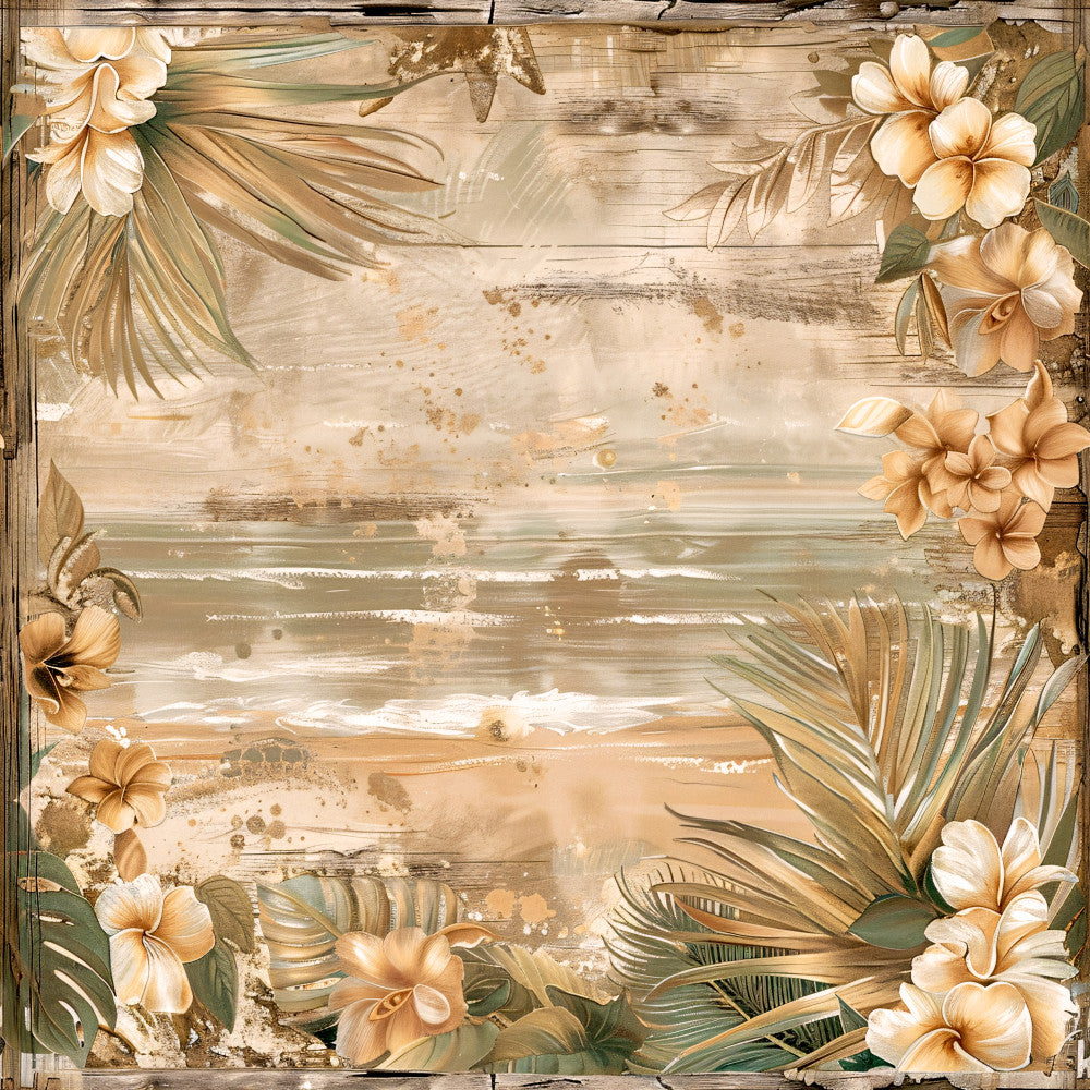 Tropical Beach Scenes Fabric Panel 6