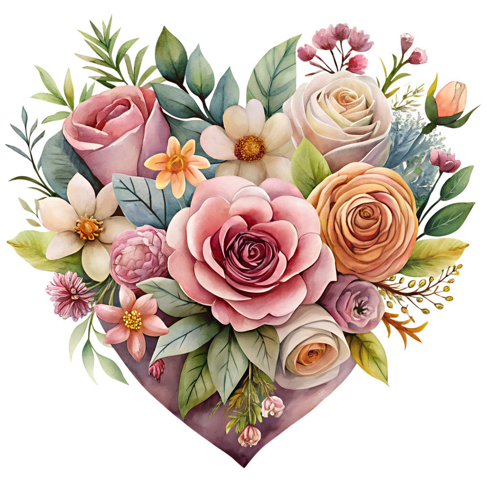 Watercolor Flower Bouquets Fabric Panel 15