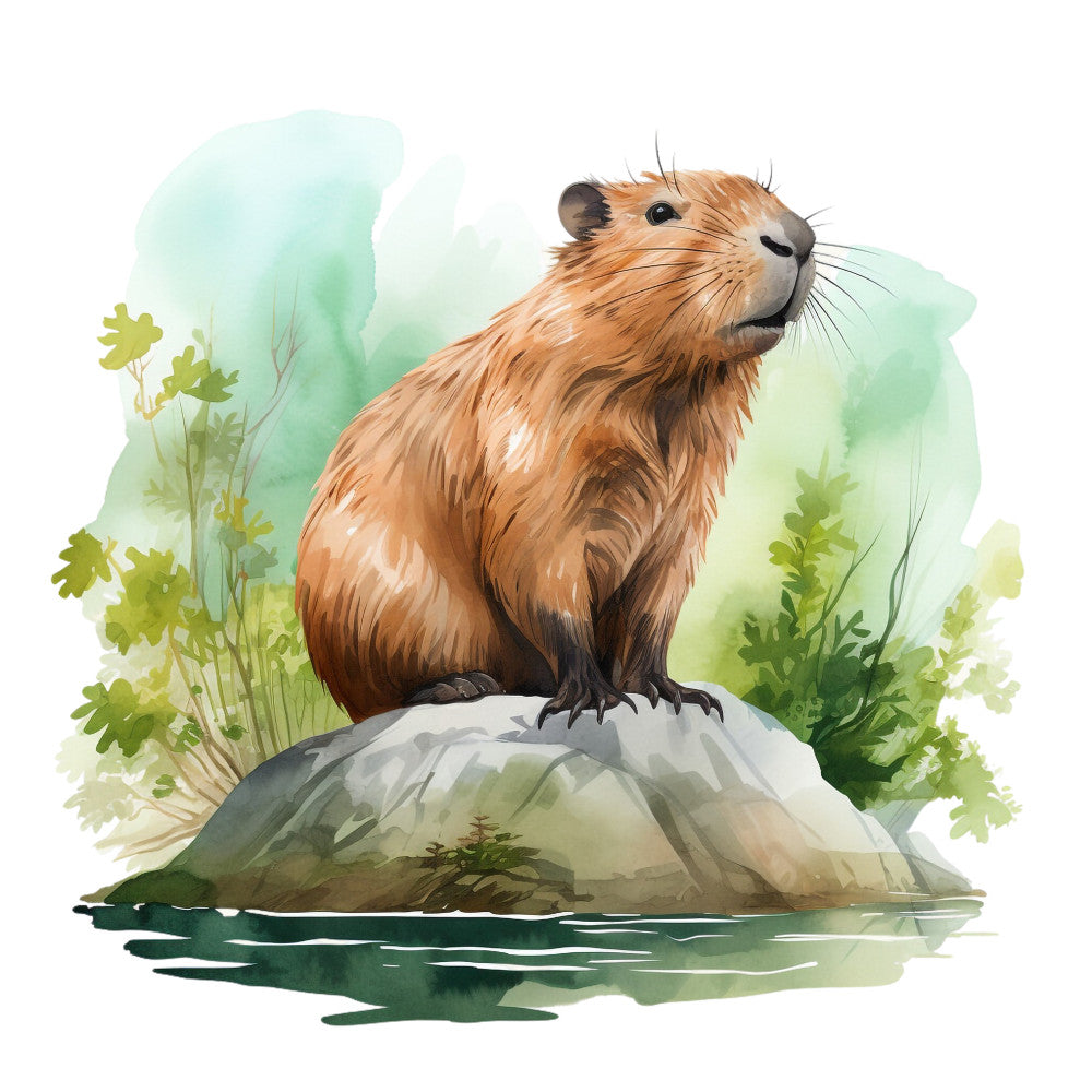 Watercolor Capybaras Fabric Panel 4