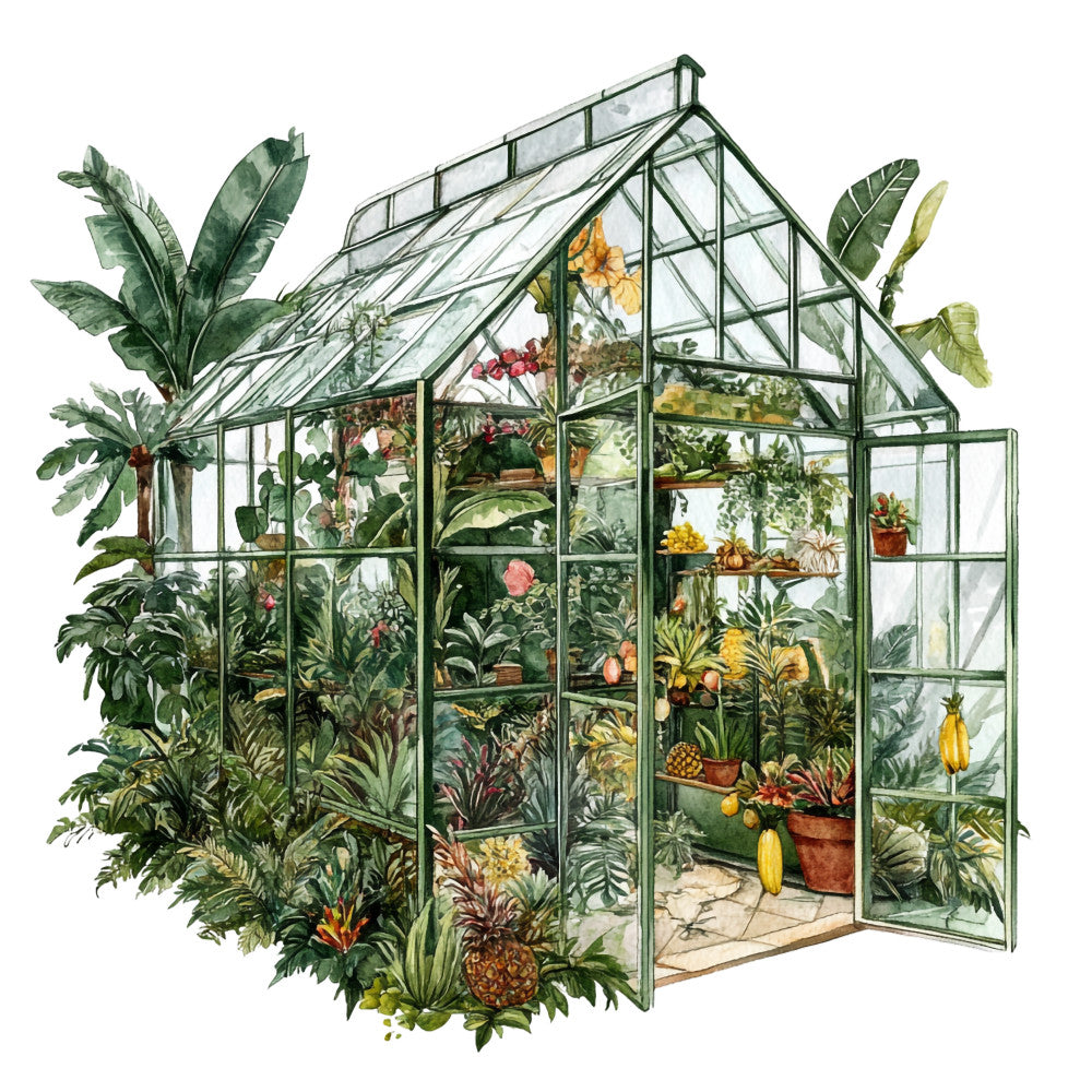 Watercolor Greenhouse Fabric Panel 9