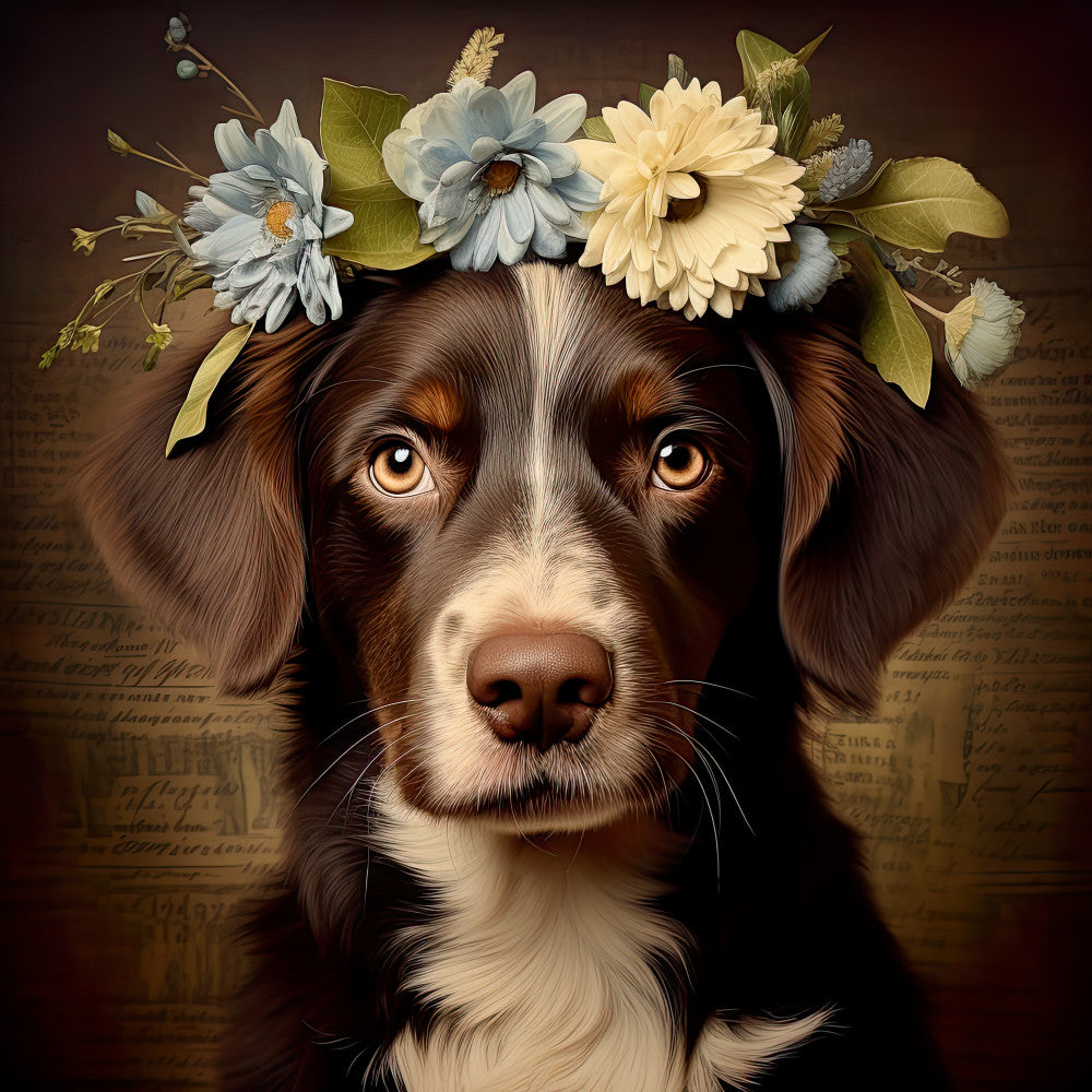 Dog Ephemera Art Fabric Panel 7