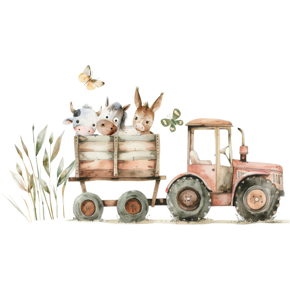 Watercolor Farm Fabric Panel 6