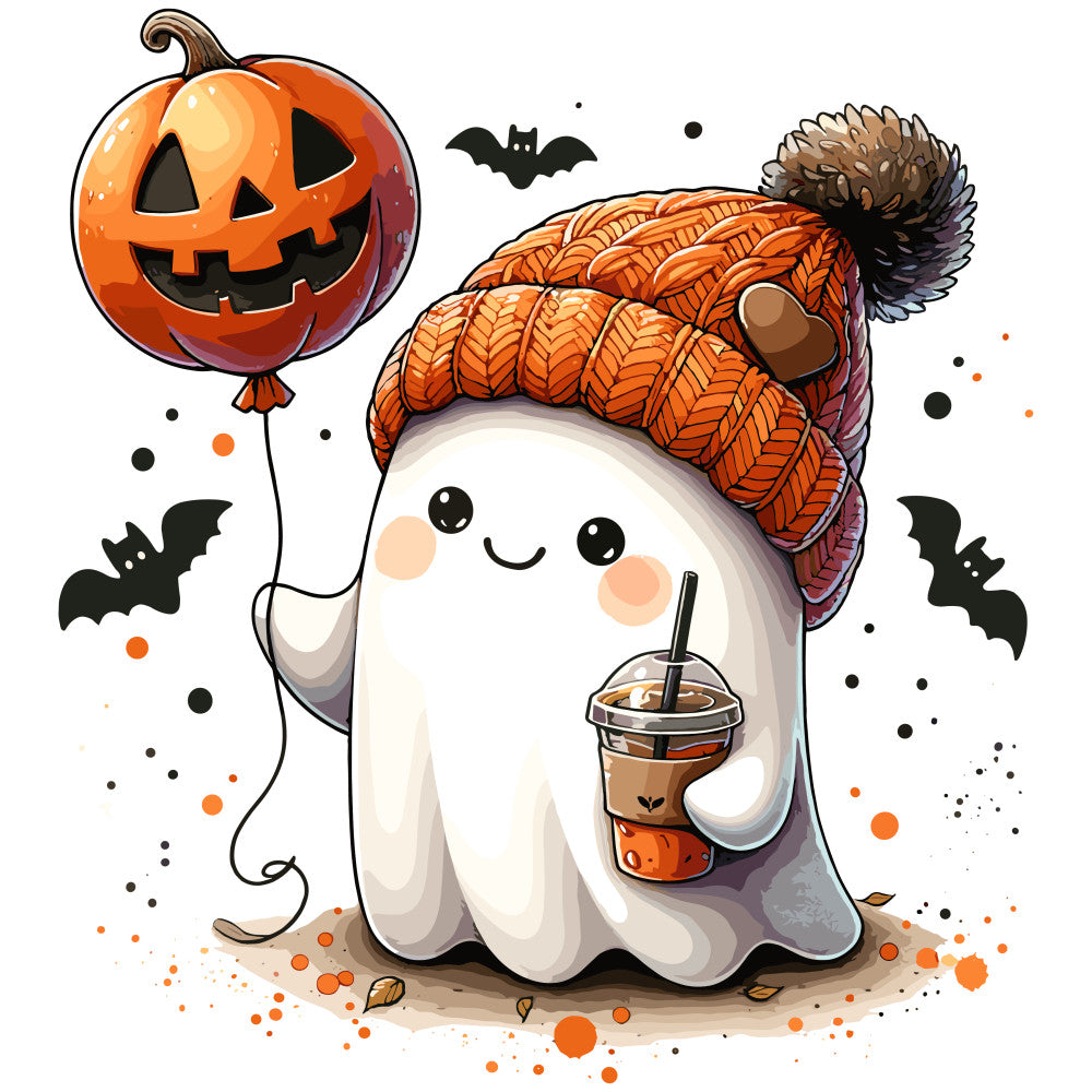 Ghost and Pumpkin Fabric Panel 1