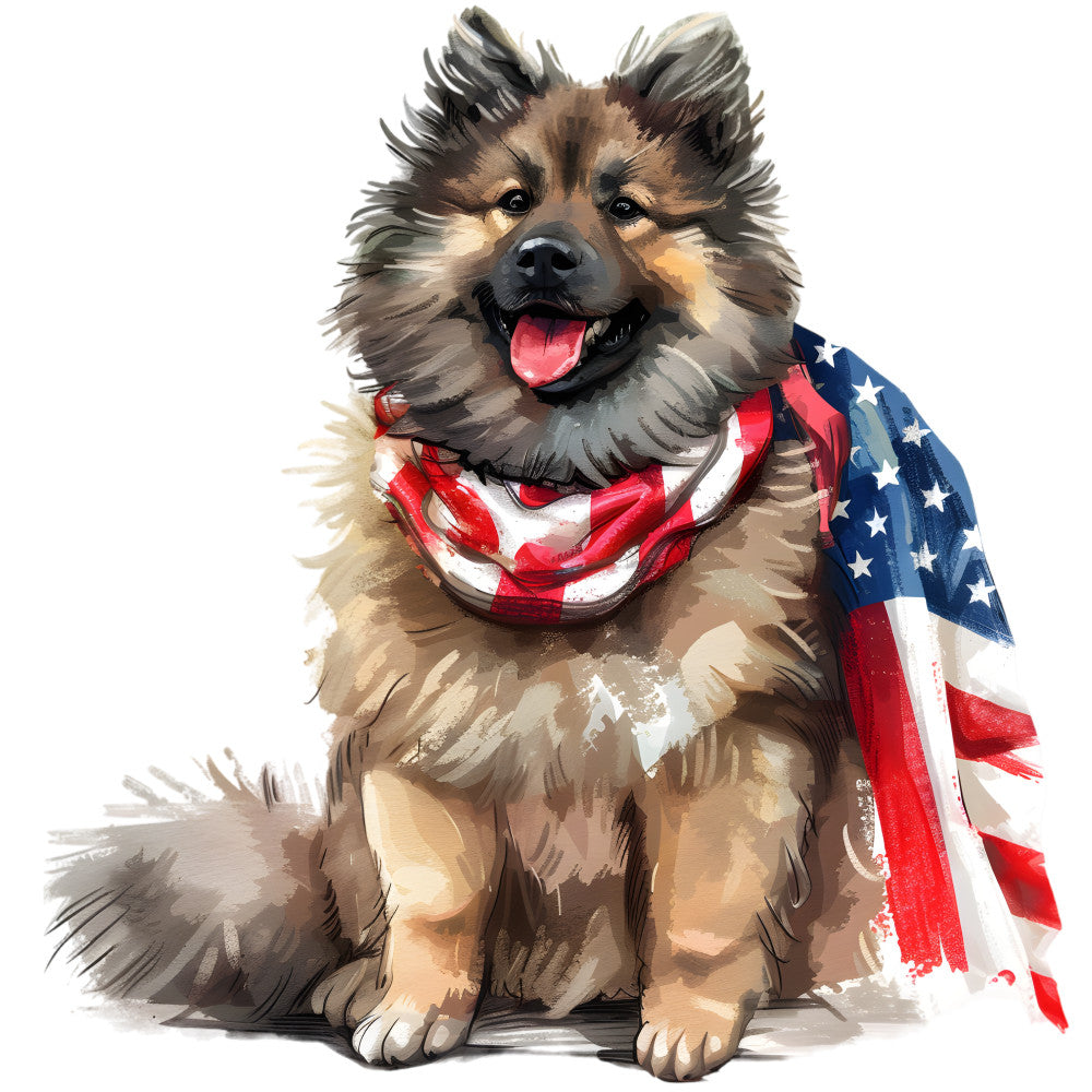 Dogs with American Flag Fabric Panel 21