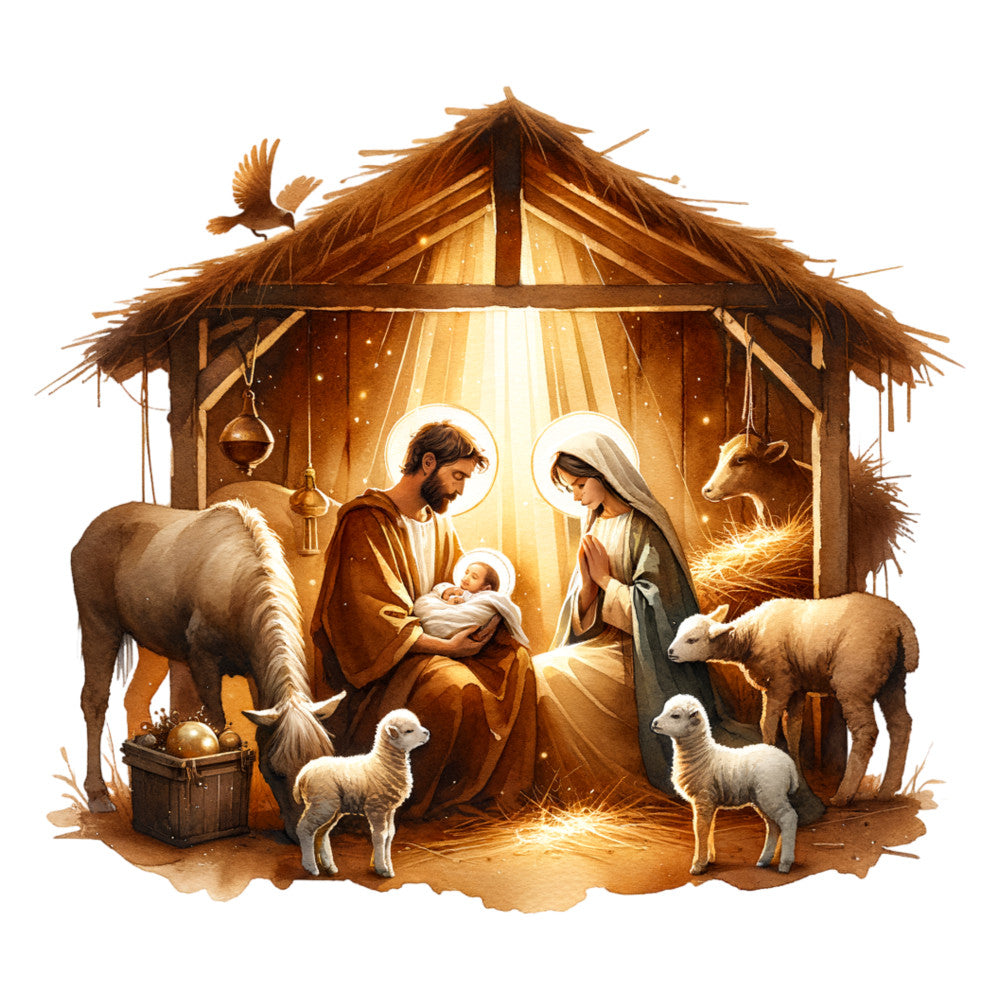 Golden Nativity Fabric Panel 6