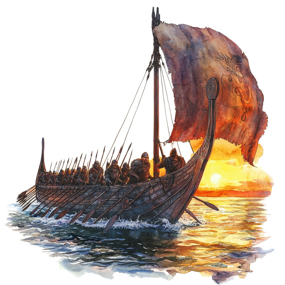 Viking Ships Fabric Panel 13