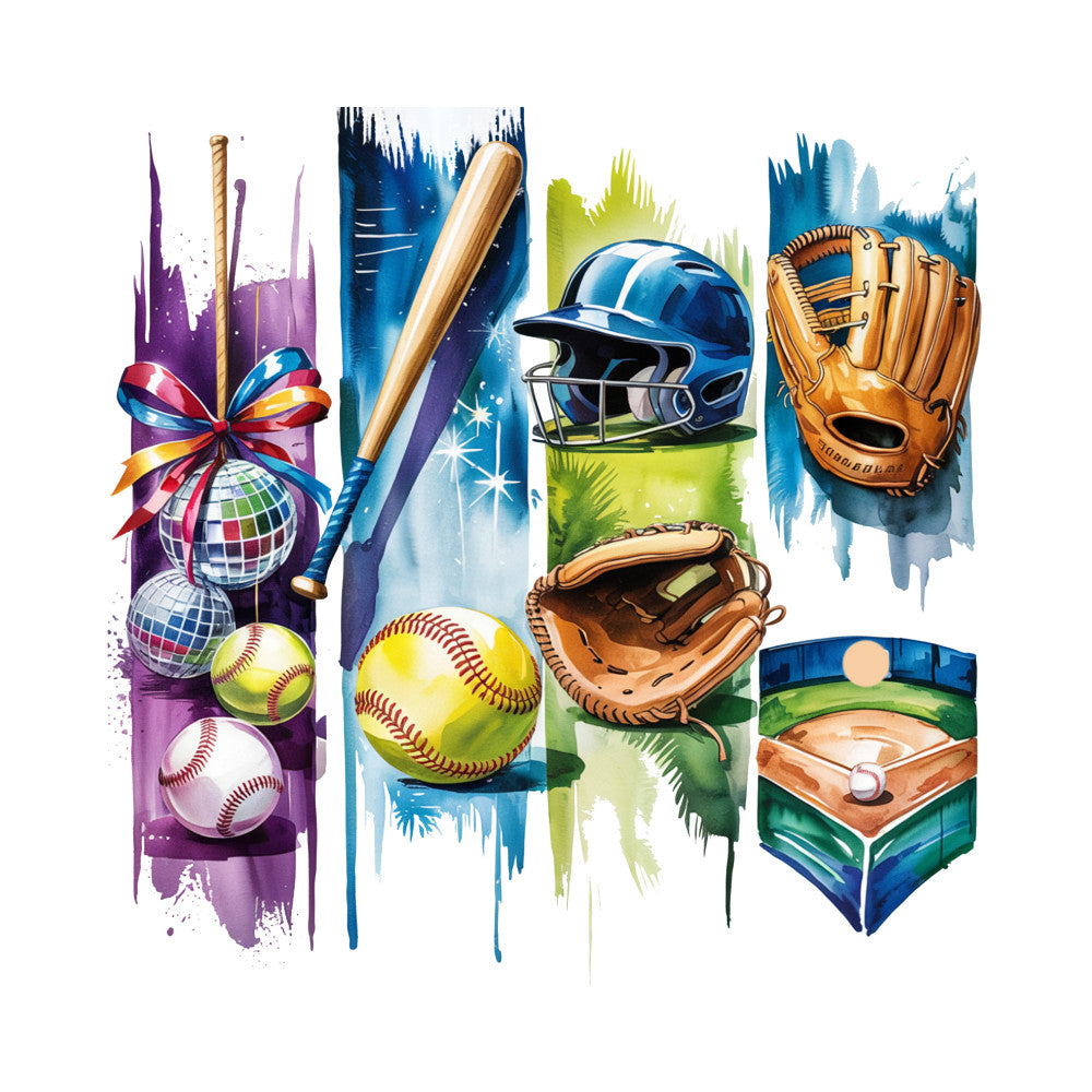 Baseball Brushstroke Fabric Panel 2