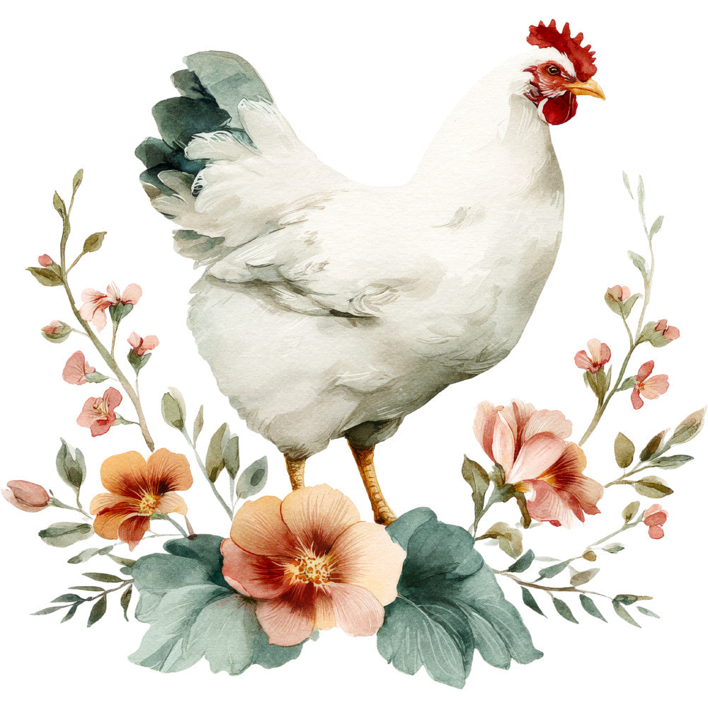 Farmhouse Chicken Decor Fabric Panel 55