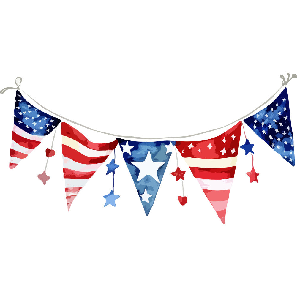 Watercolor 4th of July Fabric Panel 7