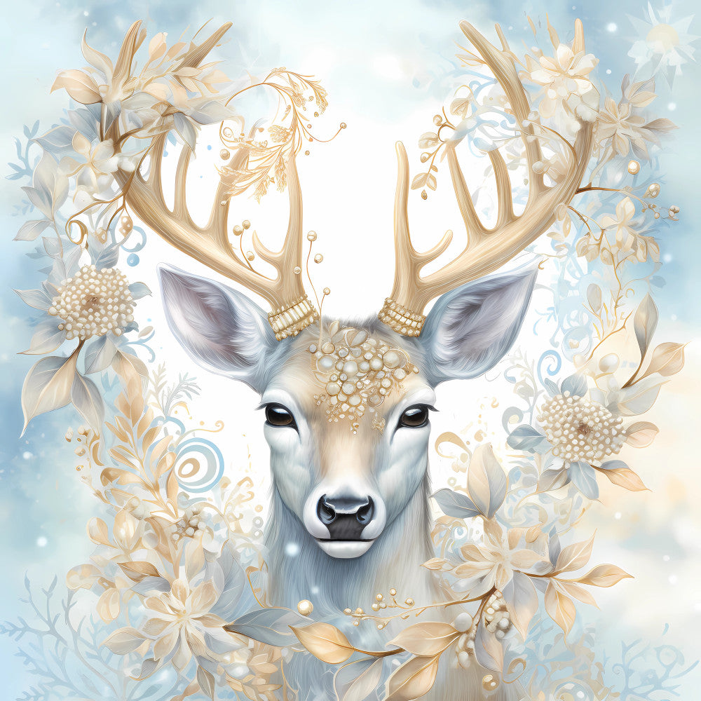 Light Blue and Gold Christmas Fabric Panel 31