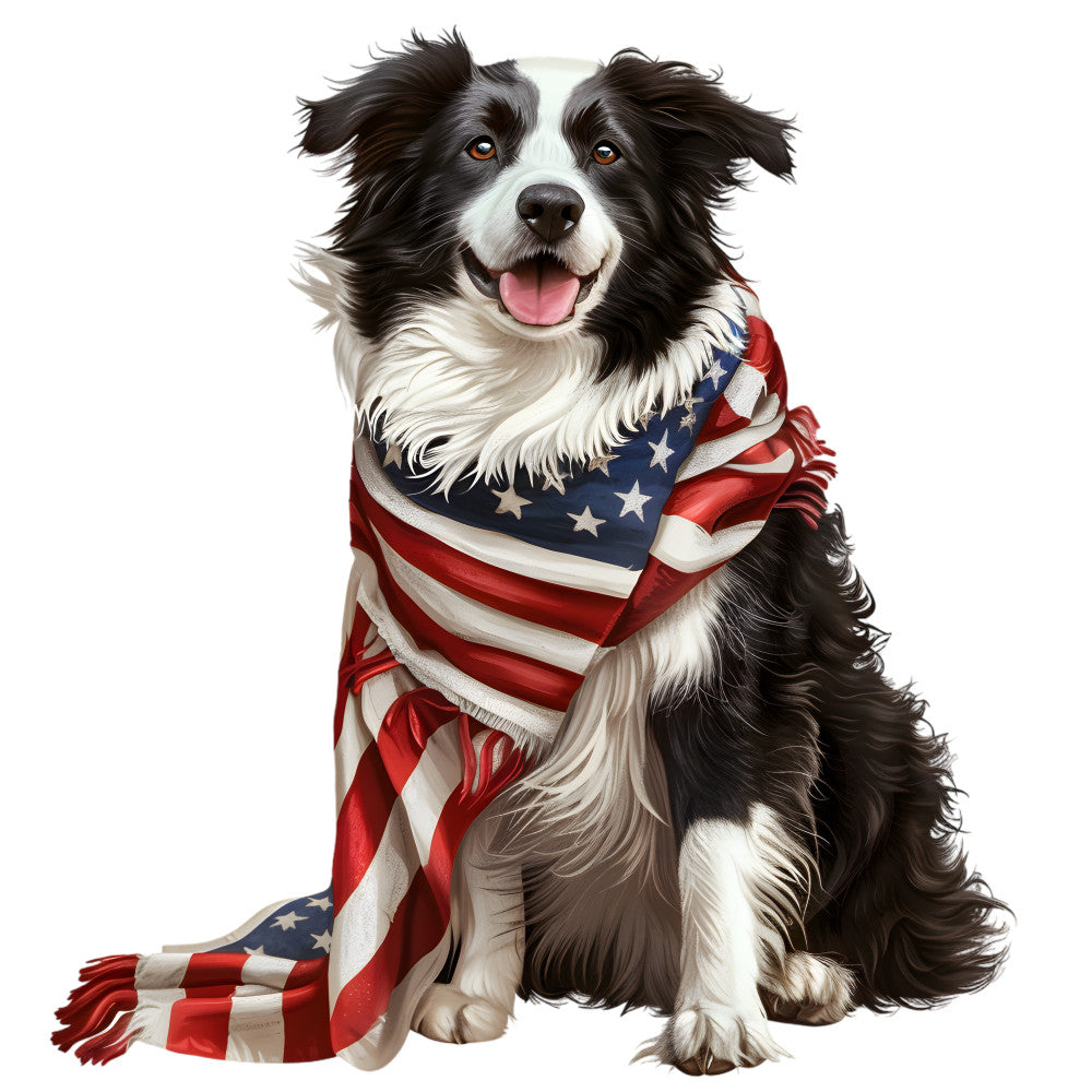 Dogs with American Flag Fabric Panel 16