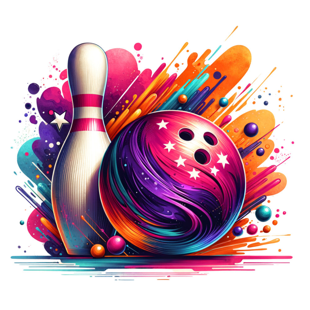 Watercolor Bowling Fabric Panel 16