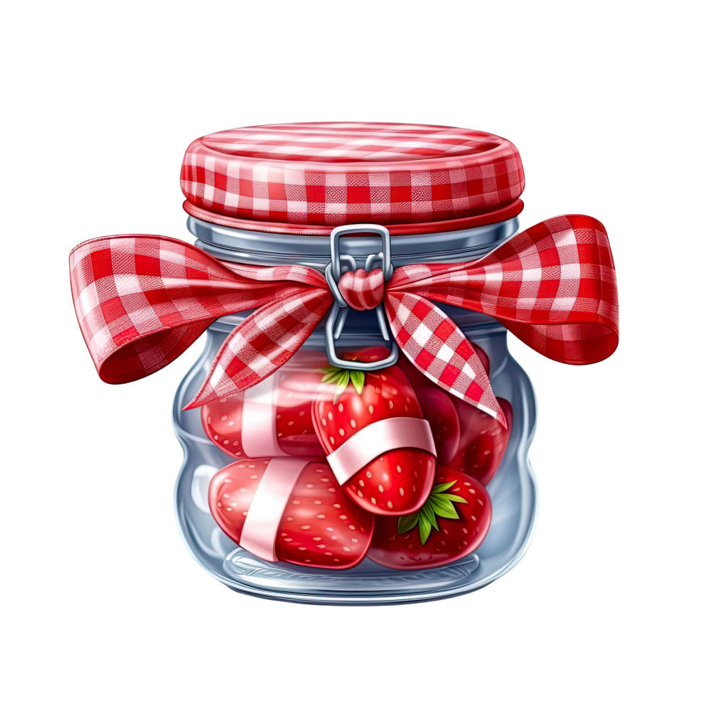 Strawberry Jam Jars Fabric Panel 5