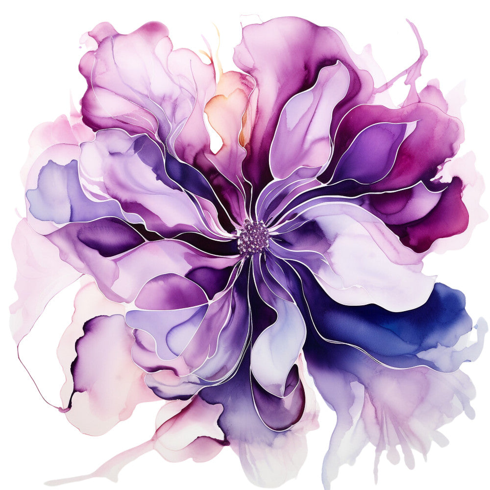 Alcohol Ink Flower Fabric Panel 4