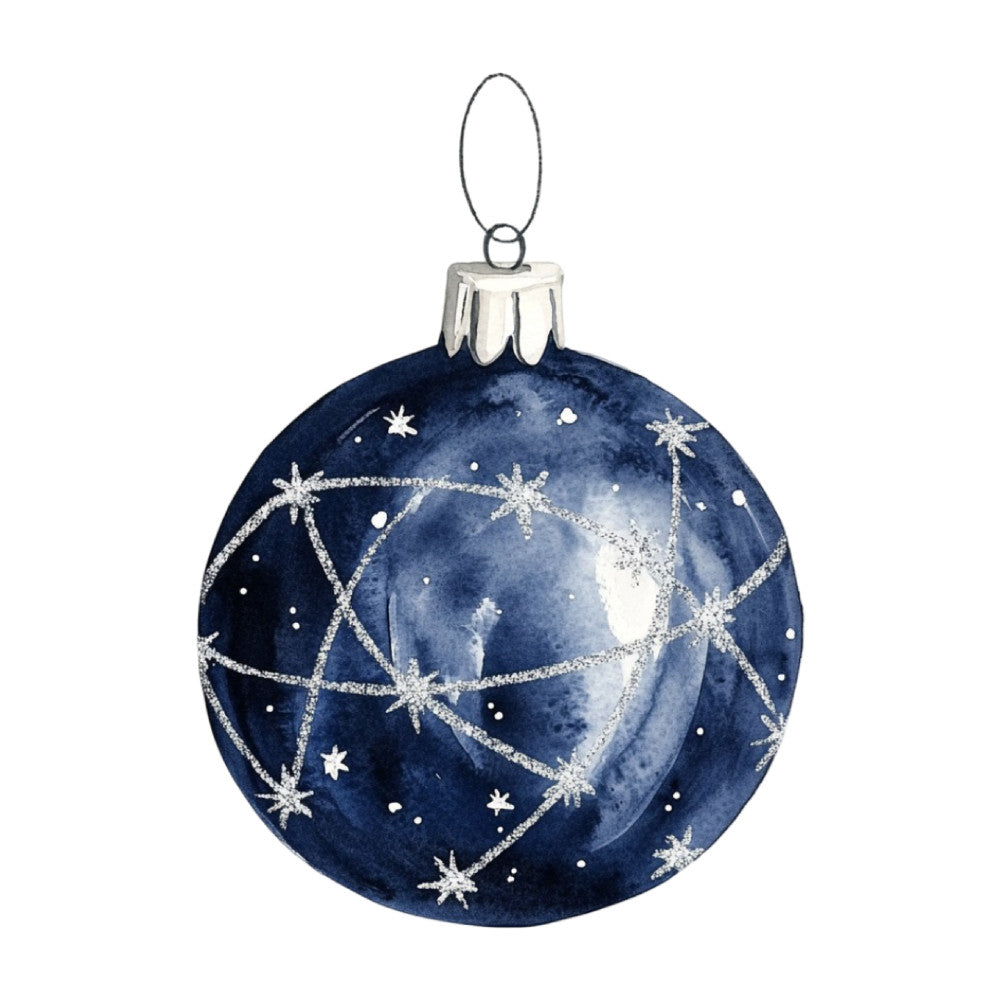 Watercolor Christmas Ornaments Fabric Panel 28