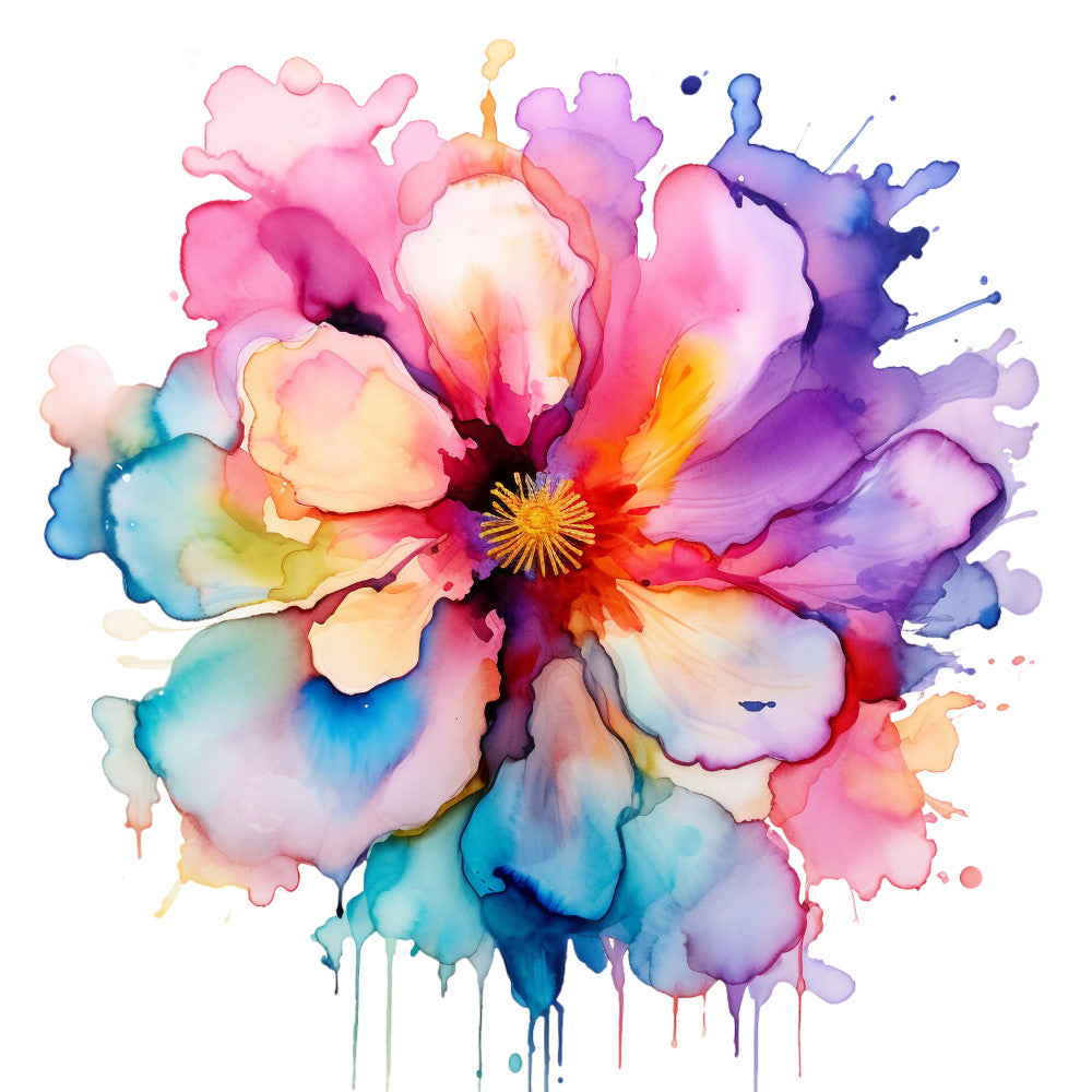 Alcohol Ink Flower Fabric Panel 3