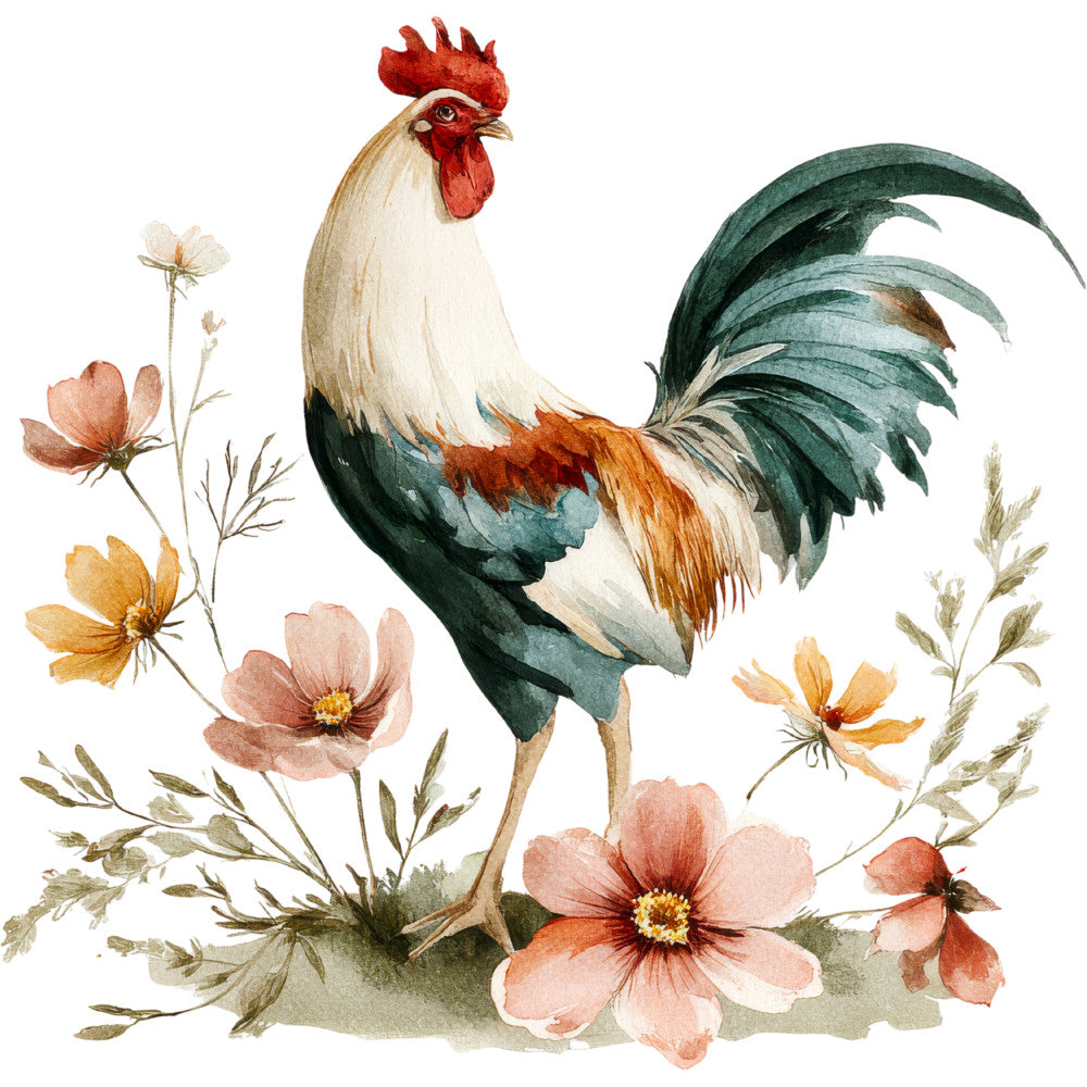 Farmhouse Chicken Decor Fabric Panel 57