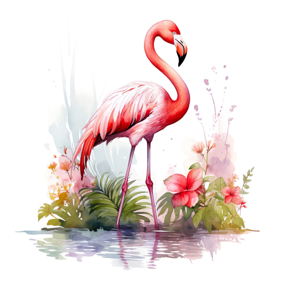 Watercolor Flamingos Fabric Panel 6