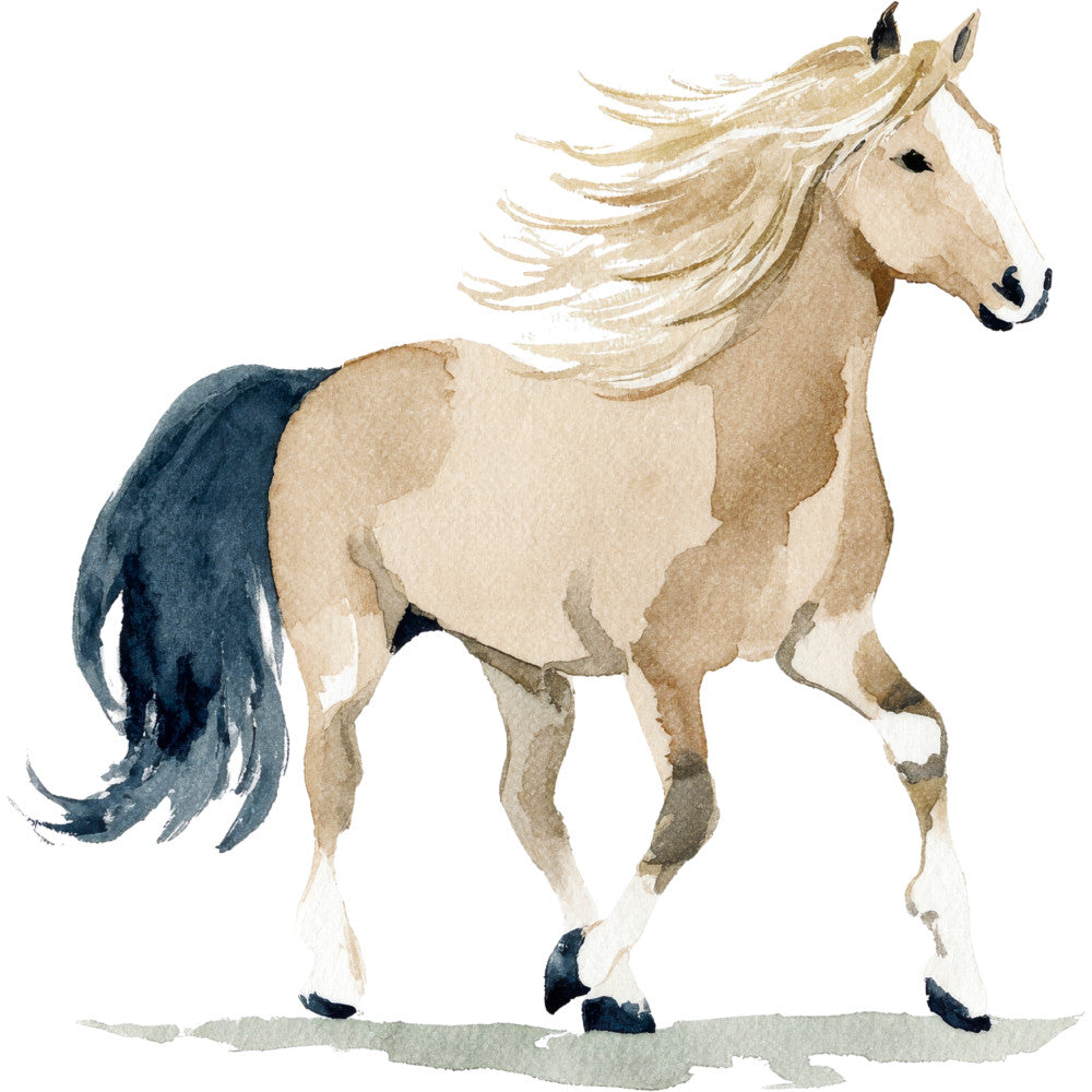 Watercolor Horses Fabric Panel 3