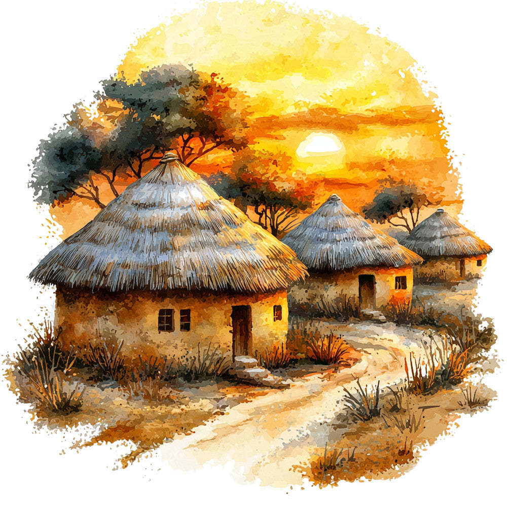 Watercolor Africa Fabric Panel 22