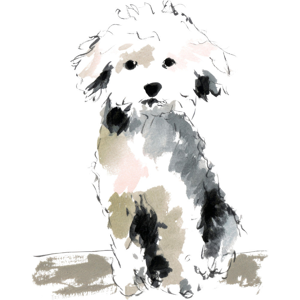 Handdrawn Doodle Dog Fabric Panel 45