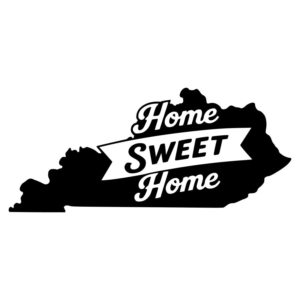 home sweet home, kentucky, state silhouette, banner, black and white, monochrome, vintage, retro, classic, typography, text design, inspirational, motivational, home decor, wall art, rustic, farmhouse, americana, patriotic, geographic, map design, home sayings, family, living room, bedroom, entryway, traditional, nostalgic, decorative