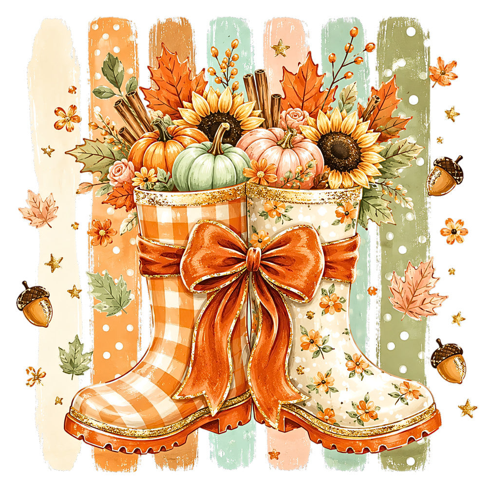 autumn, fall, harvest, thanksgiving, sunflower, pumpkin, maple leaf, acorn, floral, botanical, seasonal, orange, cream, sage green, dusty rose, gold, rust, plaid, checkered, gingham, rustic, farmhouse, cottage core, vintage, whimsical, boots, ribbon bow, stars, nature, autumn harvest