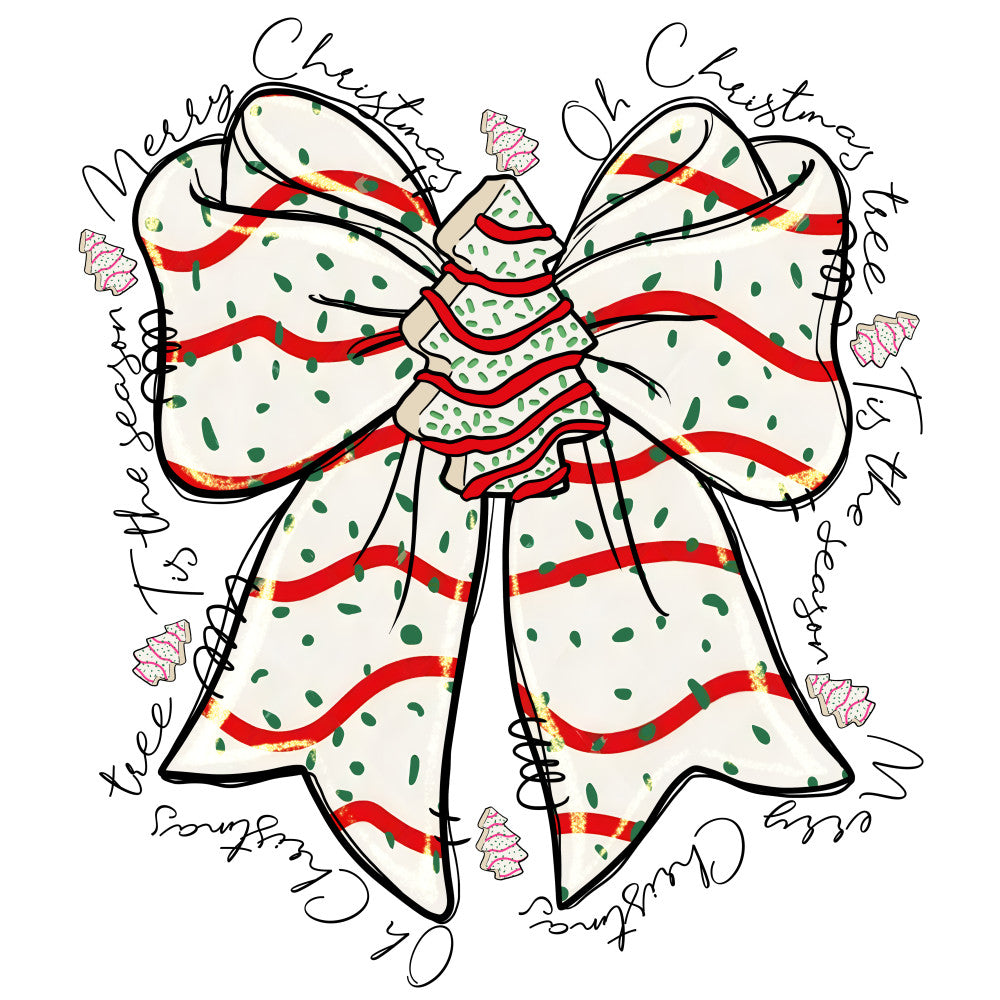 Bow Christmas Tree Cakes Fabric Panel 1