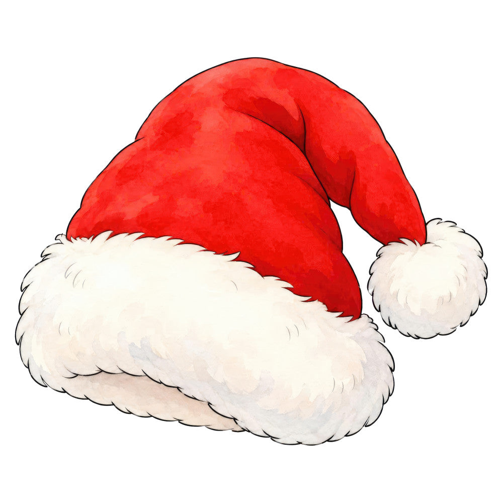 santa hat, christmas, holiday, red and white, bright red, cream, ivory, festive, seasonal, winter, santa, jolly, traditional, whimsical, nostalgic, decorative, celebration, children's, kids, novelty, cute, cheerful, xmas, yuletide, seasonal decor, christmas fabric, holiday themed, fluffy, fuzzy texture