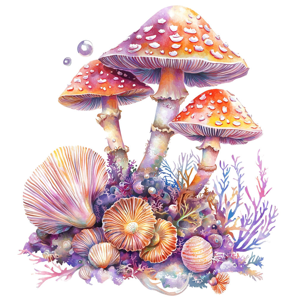 Underwater Mushrooms Fabric Panel 8
