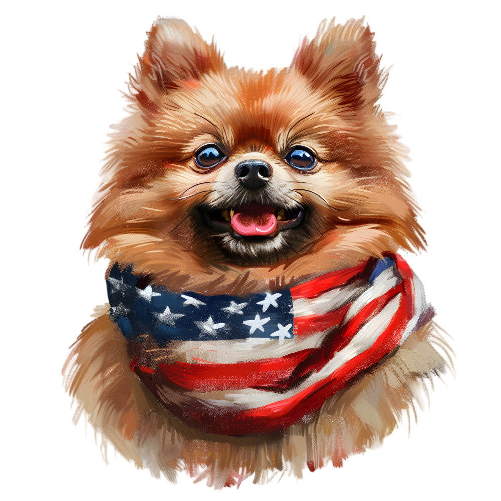 Dogs with American Flag Fabric Panel 17