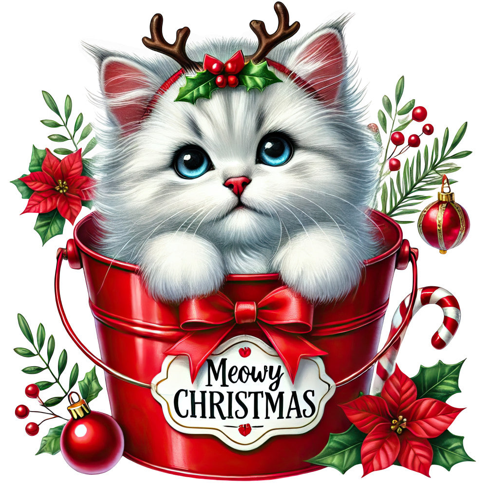 Meowy Christmas Fabric Panel 15