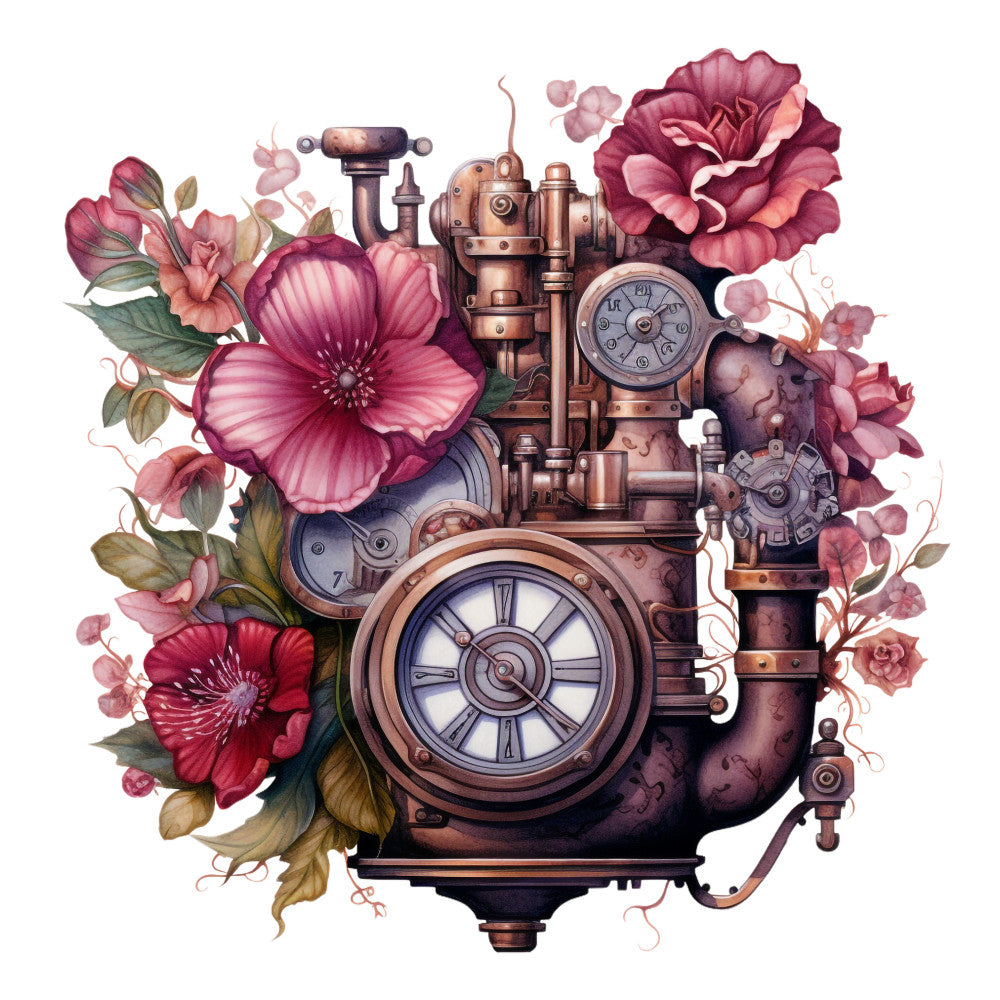 Floral Steampunk Fabric Panel 11